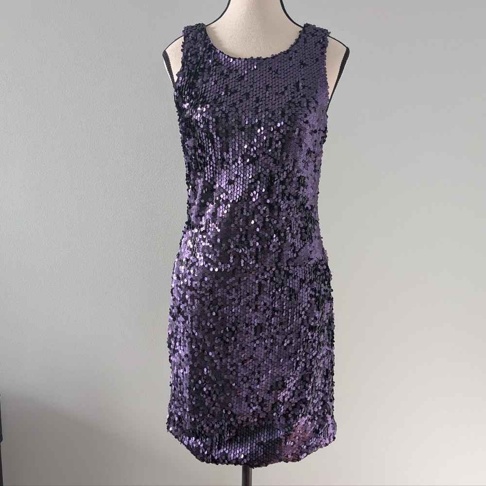 Purple Sequin Mini Dress